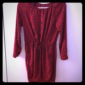 Red/Navy cherry dress with pockets.